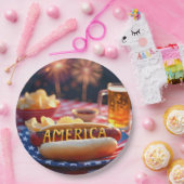 4. Juli American Hot Dog and Beer Pappteller (Party)