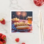 4. Juli American Hot Dog and Beer Serviette (Beispiel)