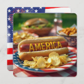 4. Juli American Hot Dog Einladung (Vorne/Hinten)