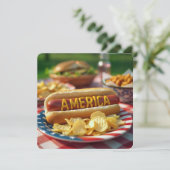 4. Juli American Hot Dog Einladung (Stehend Vorderseite)