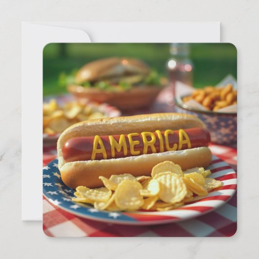 4. Juli American Hot Dog Einladung (Vorderseite)