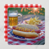 4. Juli American Hot Dog Einladung (Vorne/Hinten)