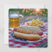 4. Juli American Hot Dog Einladung (Vorderseite)