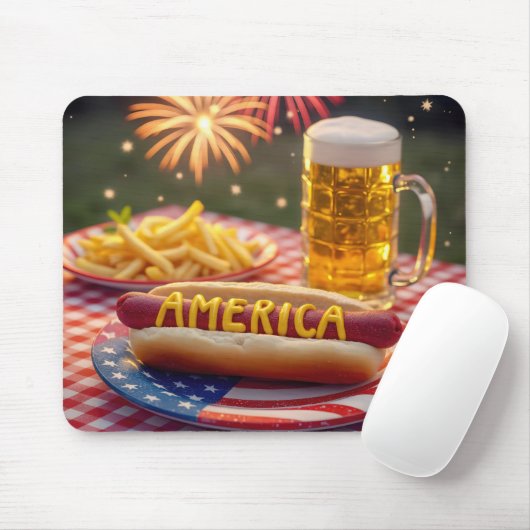 4. Juli American Hot Dog Mousepad (Mit Mouse)