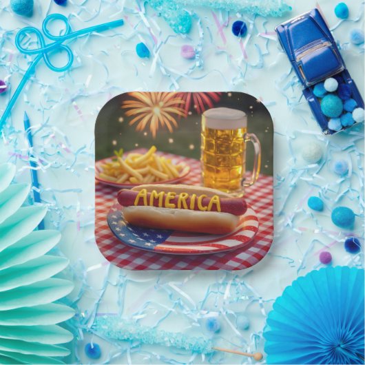 4. Juli American Hot Dog Pappteller (Party)