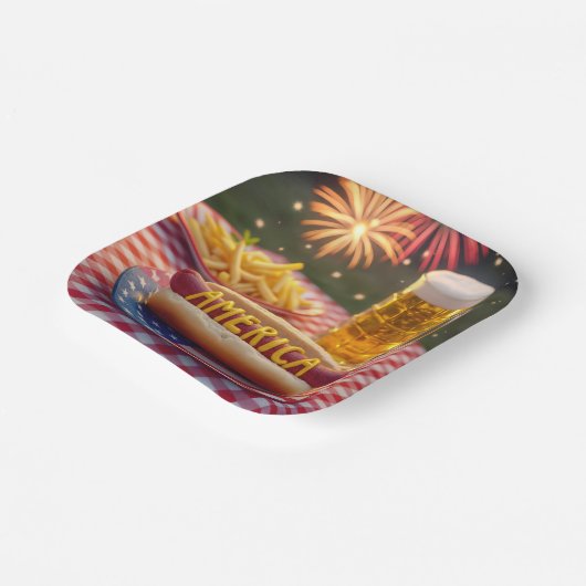 4. Juli American Hot Dog Pappteller (Gewinkelt)