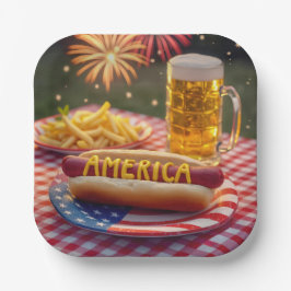 4. Juli American Hot Dog Pappteller