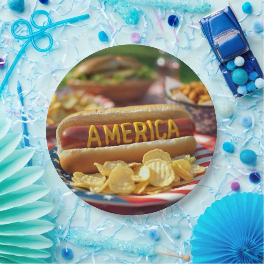 4. Juli American Hot Dog Pappteller (Party)