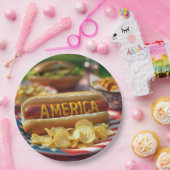 4. Juli American Hot Dog Pappteller (Party)