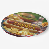 4. Juli American Hot Dog Pappteller (Schrägansicht)
