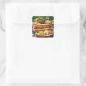 4. Juli American Hot Dog Quadratischer Aufkleber (Tasche)