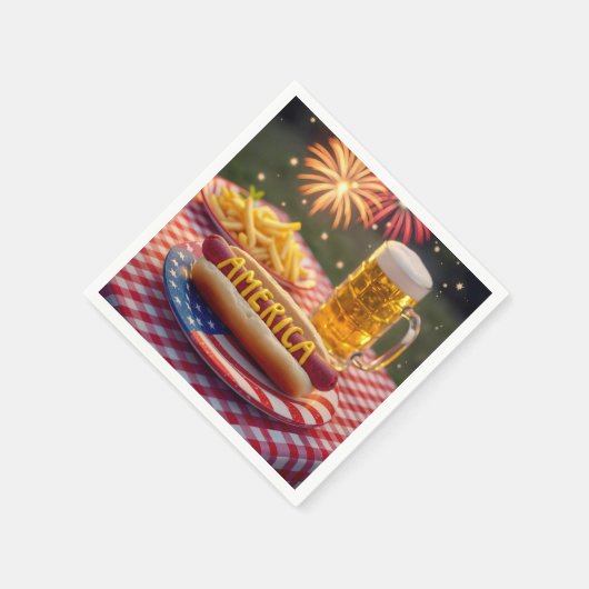 4. Juli American Hot Dog Serviette (Ecke)