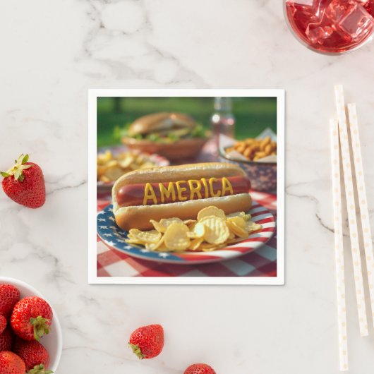 4. Juli American Hot Dog Serviette (Beispiel)