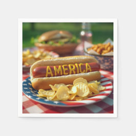 4. Juli American Hot Dog Serviette
