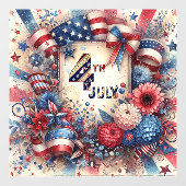 4. Juli American Independence Day Red White Blue Fensteraufkleber (Blatt)