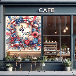 4. Juli American Independence Day Red White Blue Fensteraufkleber