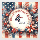 4. Juli American Independence Day Stars Red Blue Fensteraufkleber (Blatt)