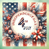 4. Juli American Independence Day Stars Red Blue Fensteraufkleber (Blatt 3)