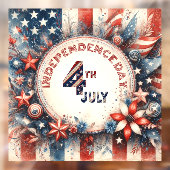 4. Juli American Independence Day Stars Red Blue Fensteraufkleber (Blatt 2)