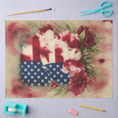4. Juli American Independence Flag Red Peonies Seidenpapier (Basteln)