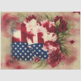 4. Juli American Independence Flag Red Peonies Seidenpapier