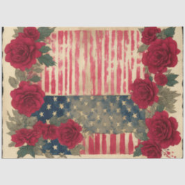 4. Juli American Independence Flag Rote Rose Frame Seidenpapier