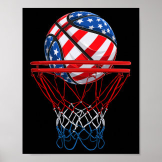 4. Juli American Patriotic Basketball US Flag Poster