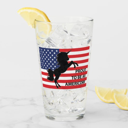 4. Juli American Patriotic Unicorn USA Flag Glas (Vorderseite Ice)