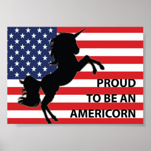 4. Juli American Patriotic Unicorn USA Flag Poster