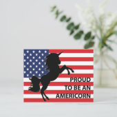 4. Juli American Patriotic Unicorn USA Flag Postkarte (Stehend Vorderseite)