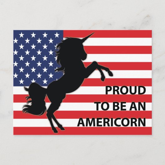 4. Juli American Patriotic Unicorn USA Flag Postkarte (Vorderseite)