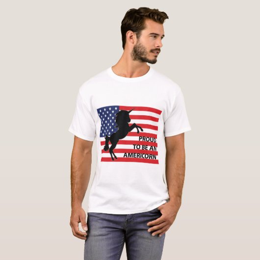 4. Juli American Patriotic Unicorn USA Flag T-Shirt (Vorne ganz)