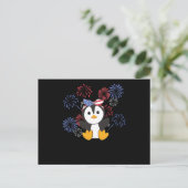 4. Juli American Pinguin Kids USA Feuerwerk Postkarte (Stehend Vorderseite)
