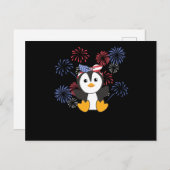 4. Juli American Pinguin Kids USA Feuerwerk Postkarte (Vorne/Hinten)