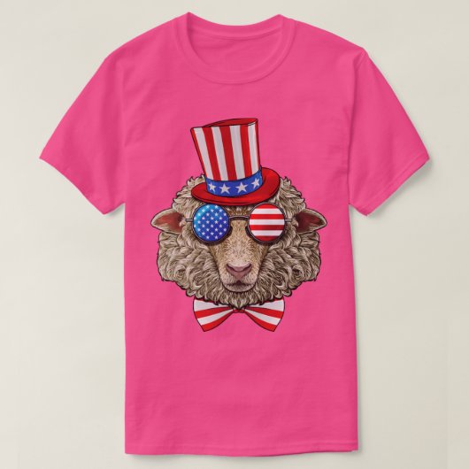 4. Juli American Sheep USA Uncle Sam Hat T-Shirt (Design vorne)