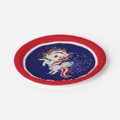 4. Juli American Unicorn Pegasus Rainbow Pappteller (Schrägansicht)