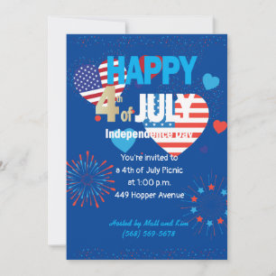 4. Juli American USA Firework Patriotic Custom Karte