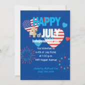 4. Juli American USA Firework Patriotic Custom Karte (Vorderseite)