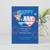 4. Juli American USA Firework Patriotic Custom Karte (Stehend Vorderseite)