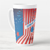 4. Juli American USA Flag Heart Flag Fireworks Milchtasse (Linke Ecke)