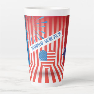 4. Juli American USA Flag Heart Flag Fireworks Milchtasse