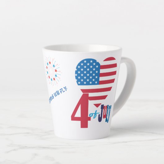 4. Juli American USA Flag Heart Flag Fireworks Milchtasse (Rechte Ecke)