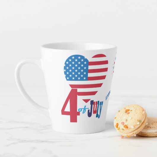 4. Juli American USA Flag Heart Flag Fireworks Milchtasse (Beispiel)