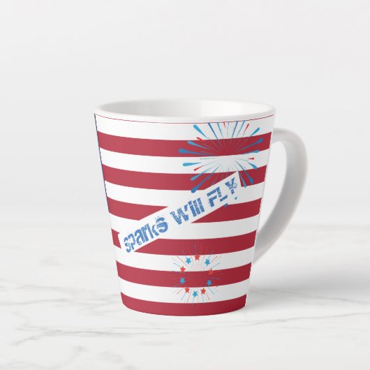 4. Juli American USA Flag Heart Flag Fireworks Milchtasse (Rechte Ecke)