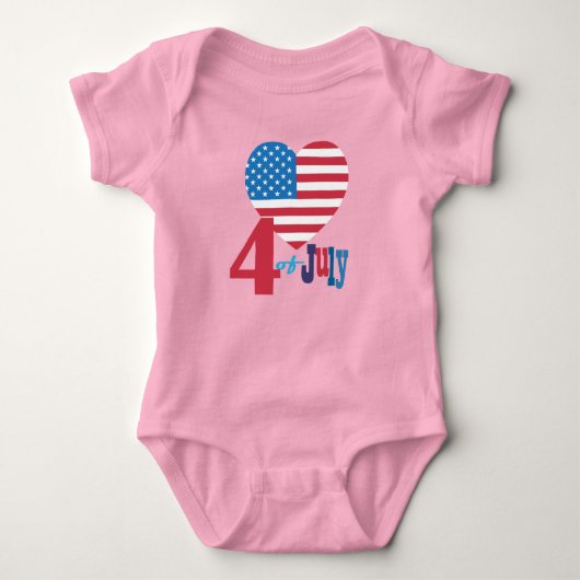 4. Juli American USA Flag Heart Flag Patriotic Baby Strampler (Vorderseite)