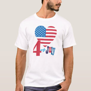 4. Juli American USA Flag Heart Flag Patriotic T-Shirt