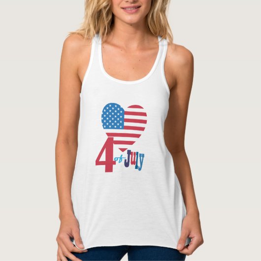 4. Juli American USA Flag Heart Flag Patriotic Tank Top (Vorderseite)