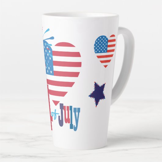 4. Juli American USA Flag Herz Flag Fireworks Milchtasse (Rechte Ecke)