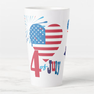 4. Juli American USA Flag Herz Flag Fireworks Milchtasse
