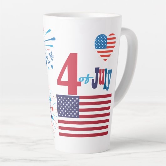4. Juli American USA Flag Herz Flag Fireworks Milchtasse (Rechte Ecke)
